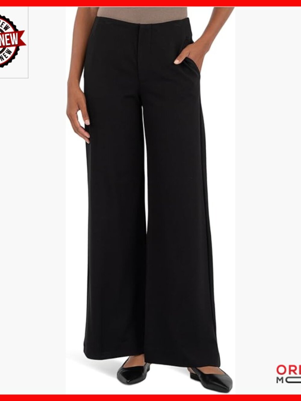 Wide Leg Pants With Trouser Pockets, High Rise, Rayon Blend, Loose Fit